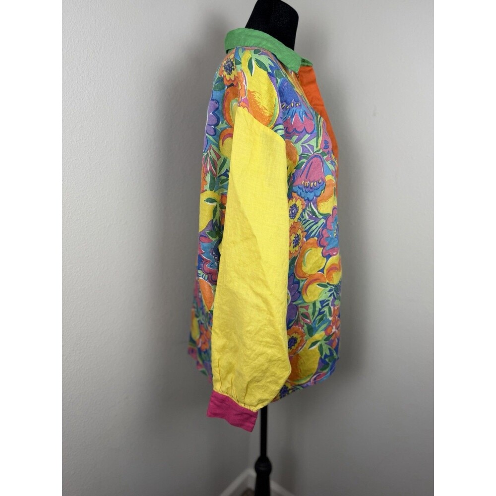 Victor Costa Designer Collection Colorful Patchwork Shirt Womens Size 12 Ramee - Picture 8 of 16